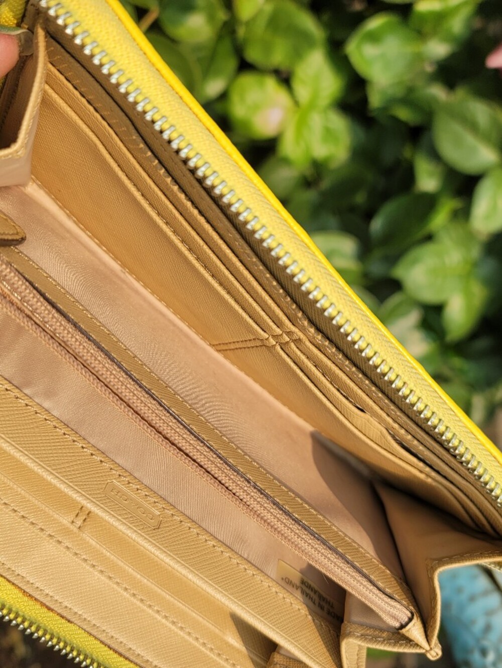 Coach Signature Stripe Yellow Wallet - Picture 11 of 14
